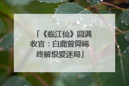 《临江仙》圆满收官：白鹿曾舜晞终解恨爱迷局