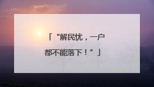 “解民忧，一户都不能落下！”