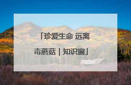 珍爱生命 远离毒蘑菇｜知识窗
