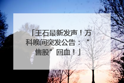 王石最新发声！万科晚间突发公告：“售股”回血！