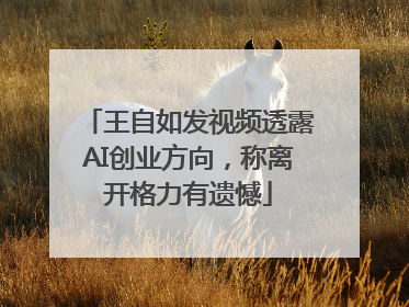 王自如发视频透露AI创业方向，称离开格力有遗憾