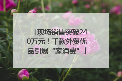 现场销售突破240万元！千款外贸优品引爆“家消费”