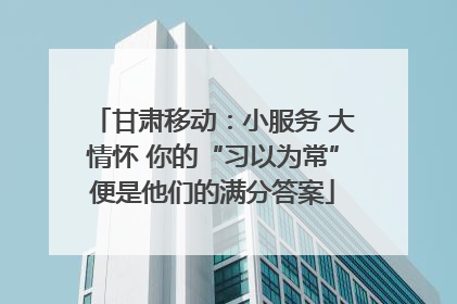 甘肃移动：小服务 大情怀 你的“习以为常”便是他们的满分答案