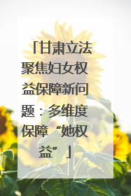 甘肃立法聚焦妇女权益保障新问题：多维度保障“她权益”
