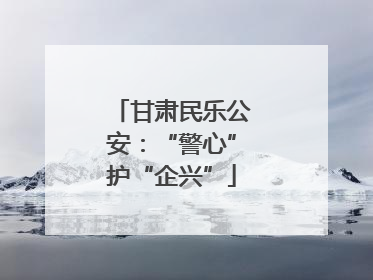 甘肃民乐公安：“警心”护“企兴”
