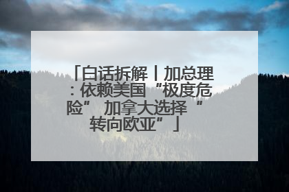 白话拆解丨加总理：依赖美国“极度危险” 加拿大选择“转向欧亚”