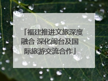 福建推进文旅深度融合 深化闽台及国际旅游交流合作