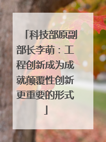 科技部原副部长李萌：工程创新成为成就颠覆性创新更重要的形式