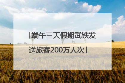 端午三天假期武铁发送旅客200万人次