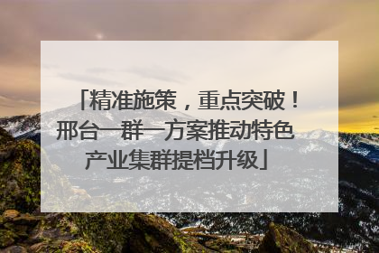 精准施策，重点突破！邢台一群一方案推动特色产业集群提档升级