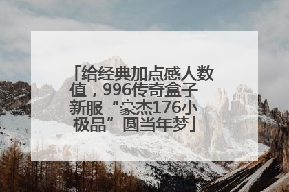 给经典加点感人数值，996传奇盒子新服“豪杰176小极品”圆当年梦