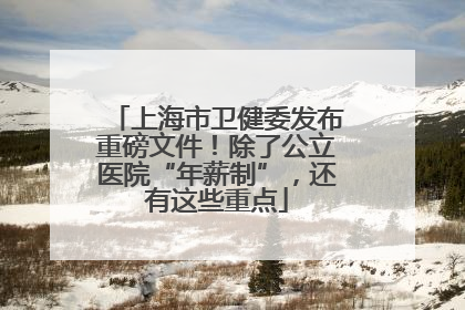 上海市卫健委发布重磅文件！除了公立医院“年薪制”，还有这些重点