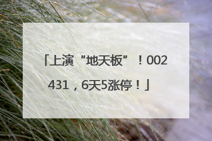 上演“地天板”！002431，6天5涨停！