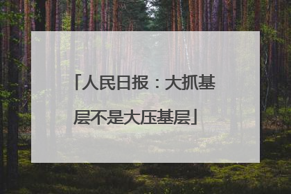 人民日报：大抓基层不是大压基层