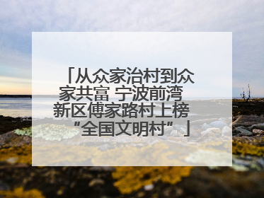 从众家治村到众家共富 宁波前湾新区傅家路村上榜“全国文明村”