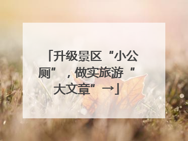 升级景区“小公厕”，做实旅游“大文章”→