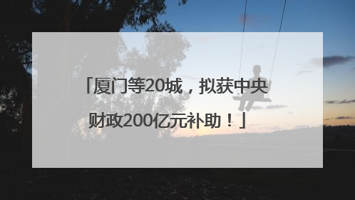 厦门等20城，拟获中央财政200亿元补助！