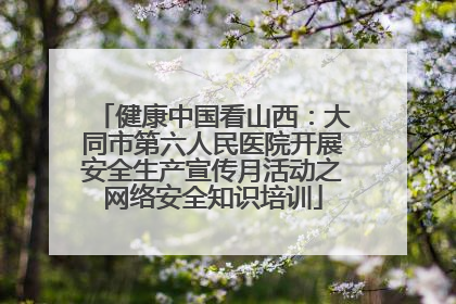 健康中国看山西：大同市第六人民医院开展安全生产宣传月活动之网络安全知识培训