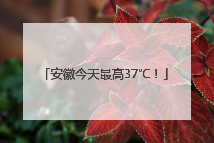 安徽今天最高37℃！