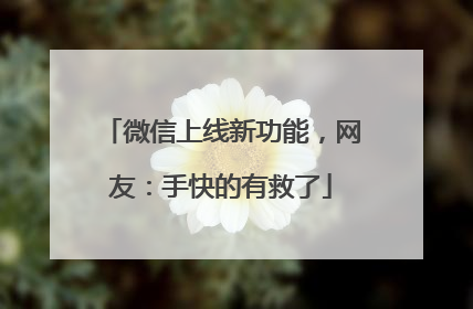 微信上线新功能，网友：手快的有救了