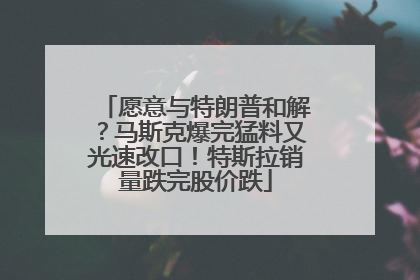 愿意与特朗普和解？马斯克爆完猛料又光速改口！特斯拉销量跌完股价跌