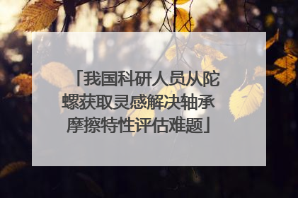 我国科研人员从陀螺获取灵感解决轴承摩擦特性评估难题