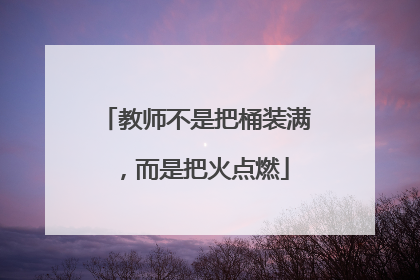 教师不是把桶装满，而是把火点燃
