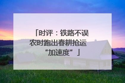 时评：铁路不误农时跑出春耕抢运“加速度”