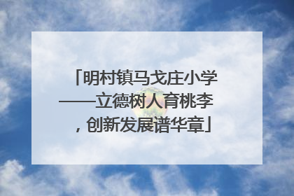 明村镇马戈庄小学——立德树人育桃李，创新发展谱华章