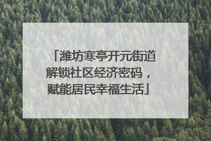 潍坊寒亭开元街道解锁社区经济密码，赋能居民幸福生活