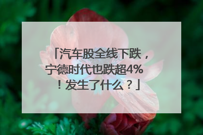 汽车股全线下跌，宁德时代也跌超4%！发生了什么？