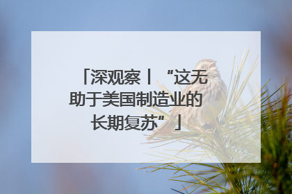 深观察丨“这无助于美国制造业的长期复苏”
