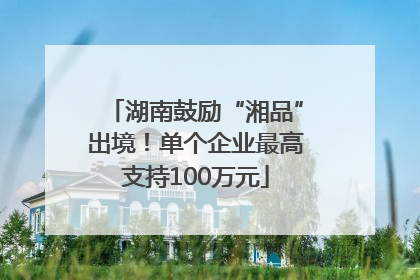 湖南鼓励“湘品”出境！单个企业最高支持100万元