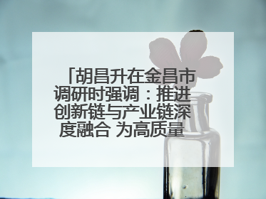 胡昌升在金昌市调研时强调：推进创新链与产业链深度融合 为高质量发展塑造新动能新优势