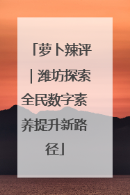 萝卜辣评｜潍坊探索全民数字素养提升新路径