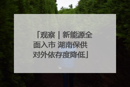 观察｜新能源全面入市 湖南保供对外依存度降低