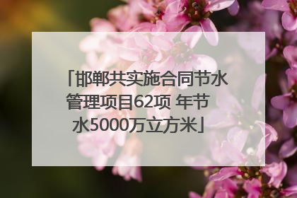 邯郸共实施合同节水管理项目62项 年节水5000万立方米