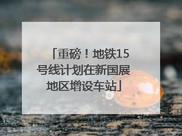 重磅！地铁15号线计划在新国展地区增设车站