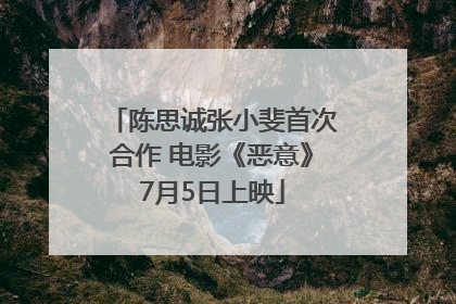 陈思诚张小斐首次合作 电影《恶意》7月5日上映