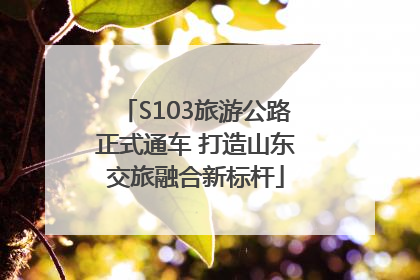 S103旅游公路正式通车 打造山东交旅融合新标杆
